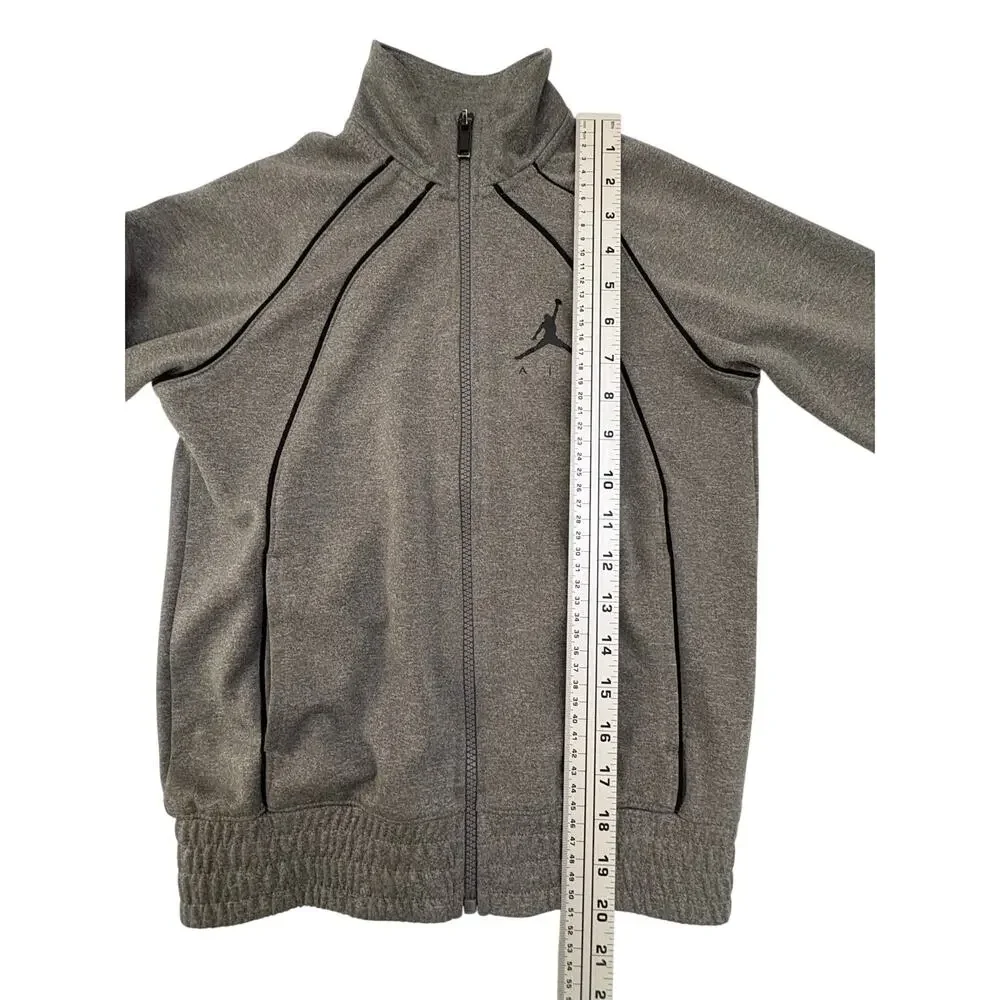 Nike Air Jordan Jumpman Boys Small Full-Zip Track Jacket Gray Black Piping Logo